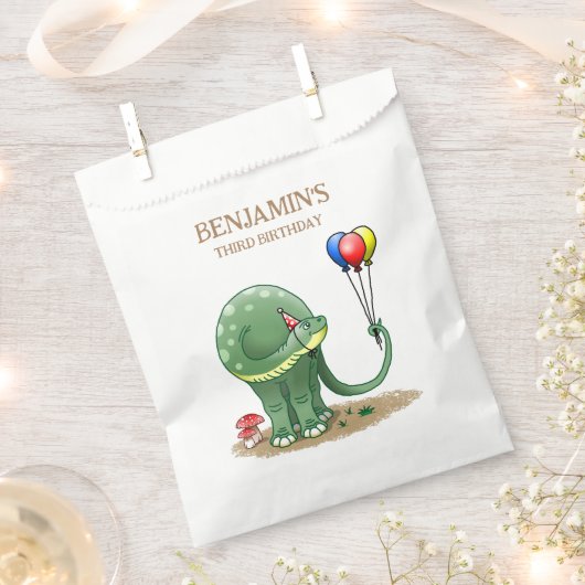 Dinosaurus met ballonnen Verjaardag Bedankzakje (Geknipt)