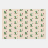 Dinosaurus met ballonnen Verjaardag Inpakpapier Vel (Voorkant)