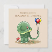 Dinosaurus met ballonnen Verjaardag Kaart (Voorkant)