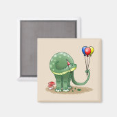Dinosaurus met ballonnen verjaardag magneet (Voorkant / Achterkant)