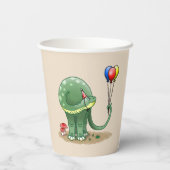 Dinosaurus met ballonnen Verjaardag Papieren Bekers (Achterkant)