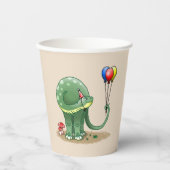 Dinosaurus met ballonnen Verjaardag Papieren Bekers (Voorkant)