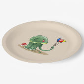 Dinosaurus met ballonnen Verjaardag Papieren Bordje (Gekanteld)