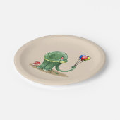 Dinosaurus met ballonnen Verjaardag Papieren Bordje (Gekanteld)