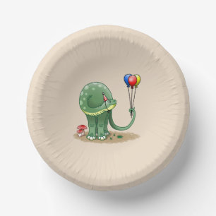 Dinosaurus met ballonnen verjaardag papieren kommen
