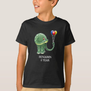 Dinosaurus met ballonnen verjaardag t-shirt