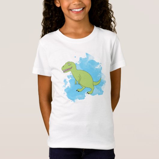 Dinosaurus met Blauwe Verf T-shirt (Voorkant)