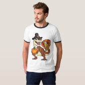 Dinosaurus met dabbing kalkoen t-shirt (Voorkant volledig)