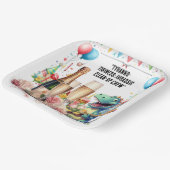 Dinosaurus met drinken papieren bordje (Gebogen)