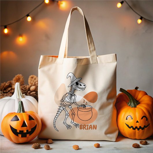 Dinosaurus met heks Pet Canvas tas