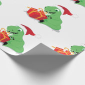 Dinosaurus met kerstcadeaupapier cadeaupapier (Hoek)
