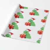 Dinosaurus met kerstcadeaupapier cadeaupapier (Uitgerold)