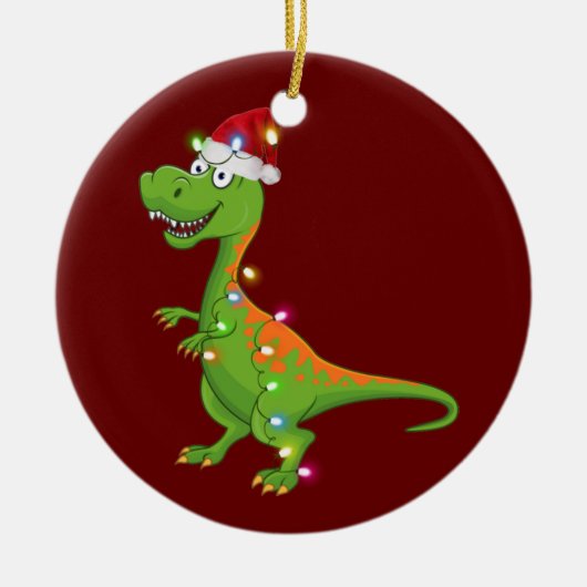 dinosaurus met Pet licht kerstmis Keramisch Ornament (Voorkant)