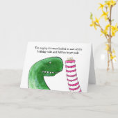 Dinosaurus met taart verjaardagskaart kaart (Gele Bloem)