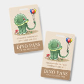 Dinosaurus met verjaardagsballonnen badge (Voor- en achterkant)