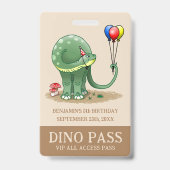 Dinosaurus met verjaardagsballonnen badge (Achterkant)
