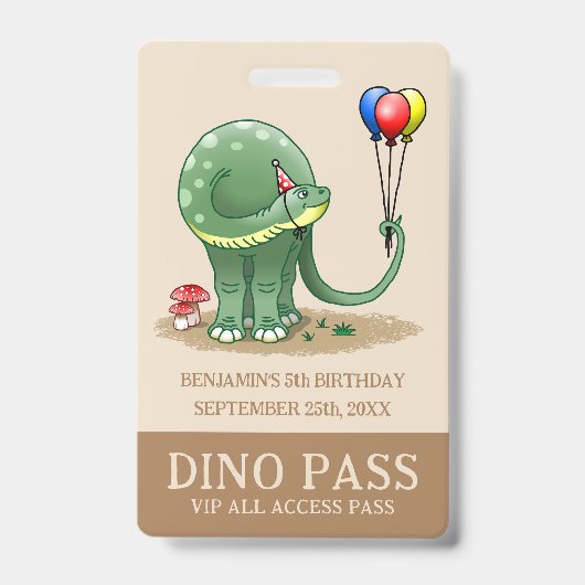 Dinosaurus met verjaardagsballonnen badge (Voorzijde)