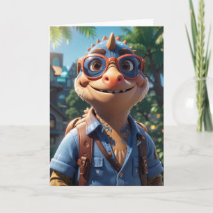 Dinosaurus met Zonnebril Lachend Buiten   KAART