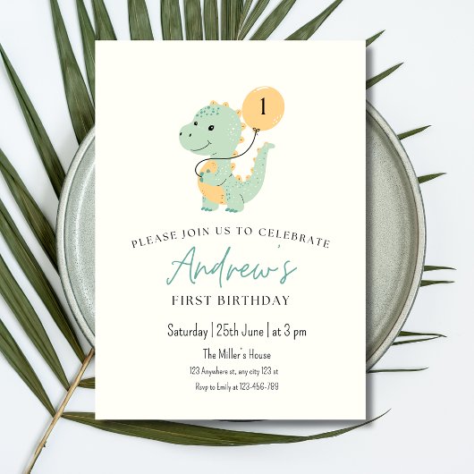 Dinosaurus Minimalist Eerste Verjaardagsfeest T re