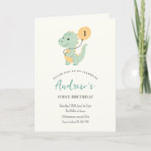 Dinosaurus Minimalistische Eerste Verjaardagsfeest (Voorkant)