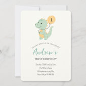 Dinosaurus Minimalistische Eerste Verjaardagsfeest Kaart (Voorkant)