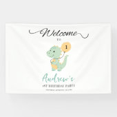 Dinosaurus Minimalistische Eerste Verjaardagsfeest Spandoek (Horizontaal)