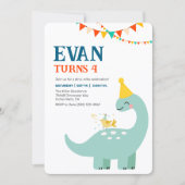Dinosaurus Minimalistische Uitnodiging Jongens Ver (Voorkant)