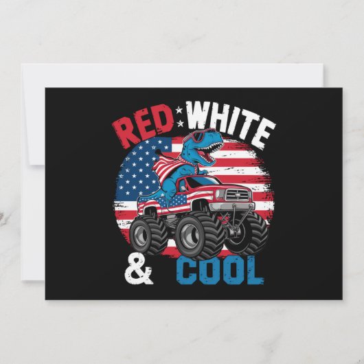 Dinosaurus Monster Truck Dino 4th van juli Vlag Jo Kaart (Voorkant)