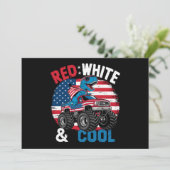 Dinosaurus Monster Truck Dino 4th van juli Vlag Jo Kaart (Staand voorkant)