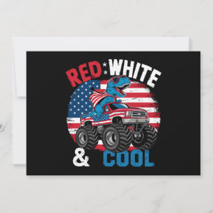 Dinosaurus Monster Truck Dino 4th van juli Vlag Jo Kaart