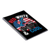 Dinosaurus Monster Truck Dino 4th van juli Vlag Jo Notitieboek (Rechterzijde)