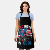 Dinosaurus Monster Truck Dino 4th van juli Vlag Jo Schort (Gedragen)