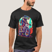 Dinosaurus Motor Fiets Rijden Grappige Vuilfiets B T-shirt (Voorkant)
