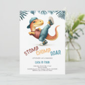 Dinosaurus Moves Cool Stomp Chomp Roar Boy Verjaar Kaart (Staand voorkant)