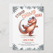 Dinosaurus Moves Cool Stomp Chomp Roar Kids Verjaa Kaart (Voorkant)