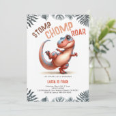 Dinosaurus Moves Cool Stomp Chomp Roar Kids Verjaa Kaart (Staand voorkant)