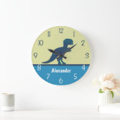 Dinosaurus Muurklok Navyblauw Groen Turkoois Grote Klok (Huis)