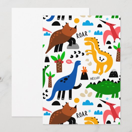 Dinosaurus naadloos patroon bedankkaart (Voorkant / Achterkant)