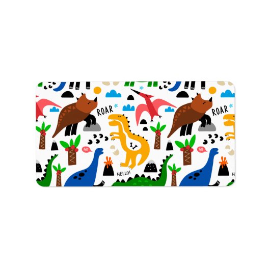 Dinosaurus naadloos patroon etiket (Voorkant)