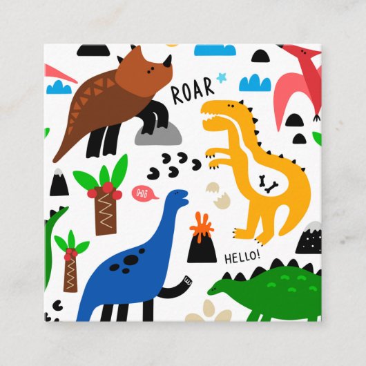 Dinosaurus naadloos patroon informatiekaartje (Voorkant)