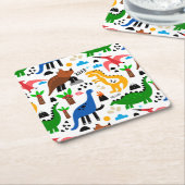 Dinosaurus naadloos patroon kartonnen onderzetters (Schuin)