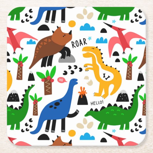 Dinosaurus naadloos patroon kartonnen onderzetters (Voorkant)
