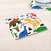 Dinosaurus naadloos patroon kartonnen onderzetters (Schuin)