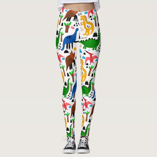 Dinosaurus naadloos patroon leggings (Voorkant)