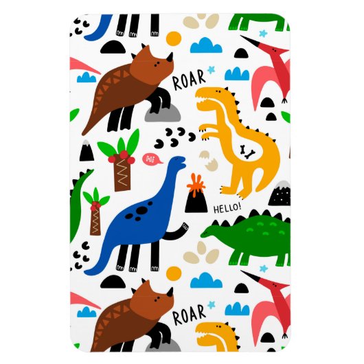 Dinosaurus naadloos patroon magneet (Verticaal)