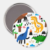 Dinosaurus naadloos patroon magneet (Voorkant / Achterkant)