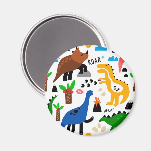 Dinosaurus naadloos patroon magneet (Voorkant / Achterkant)