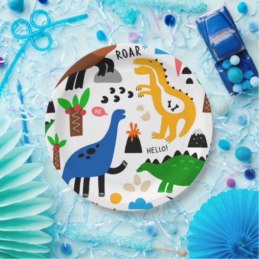 Dinosaurus naadloos patroon papieren bordje (Feest)