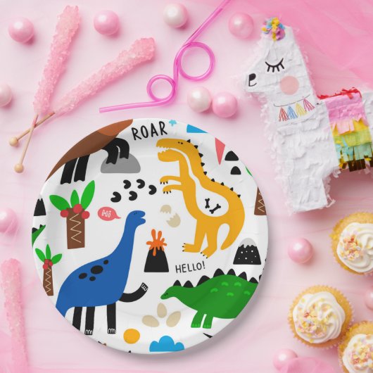 Dinosaurus naadloos patroon papieren bordje (Feest)
