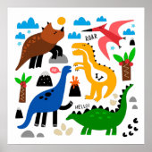 Dinosaurus naadloos patroon poster (Voorkant)